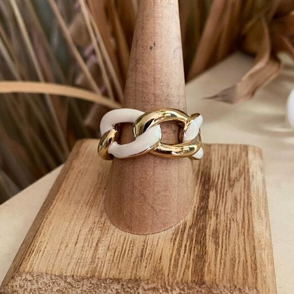 Gold & Epoxy Stainless Steel Braided Ring - Picture 3 of 9